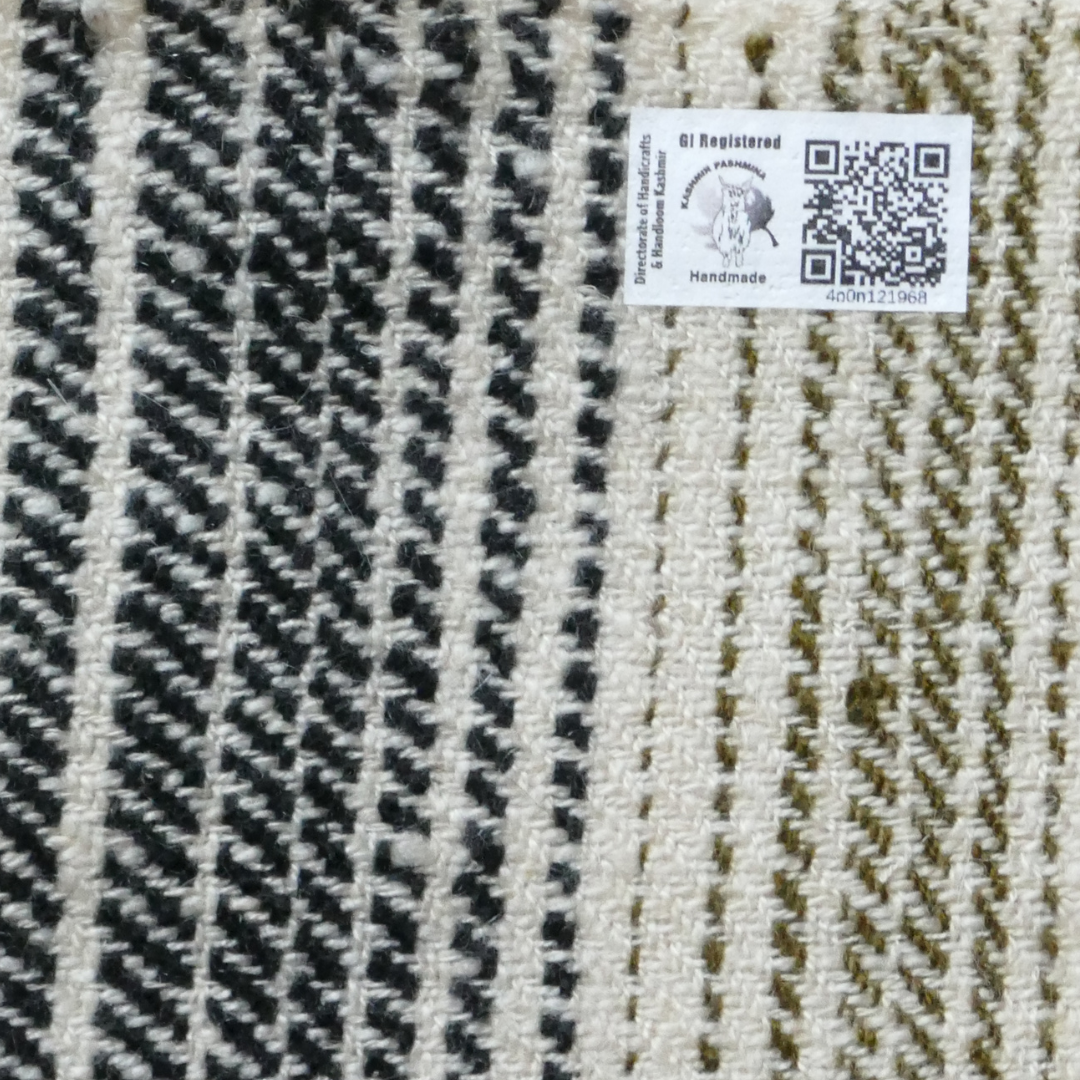 Thick Pashmina Stole — Natural White Multicolor