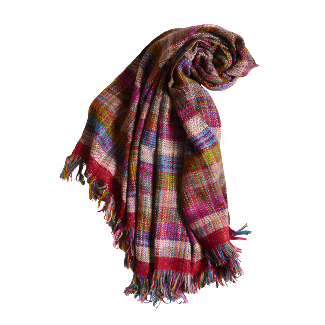 Thick Pashmina Stole — Pink Multicolor