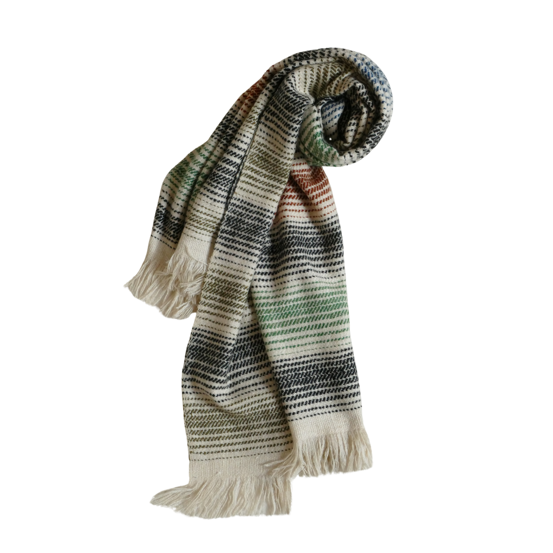 Thick Pashmina Stole — Natural White Multicolor