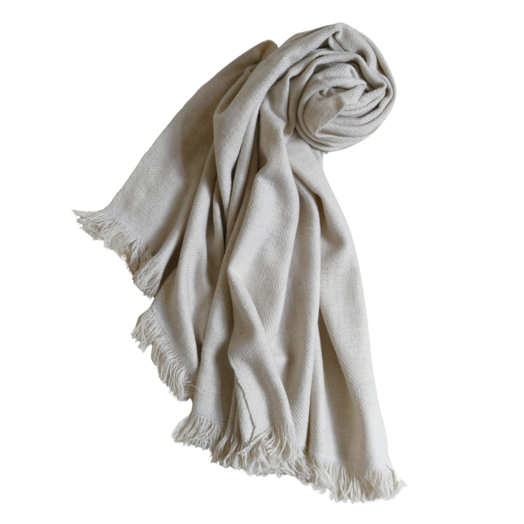 Thick Pashmina Stole — Natural White Plain