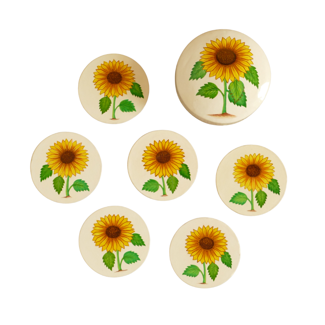 Paper Mache Coaster Set — Yellow