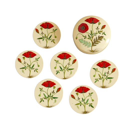 Paper Mache Coaster Set — Red