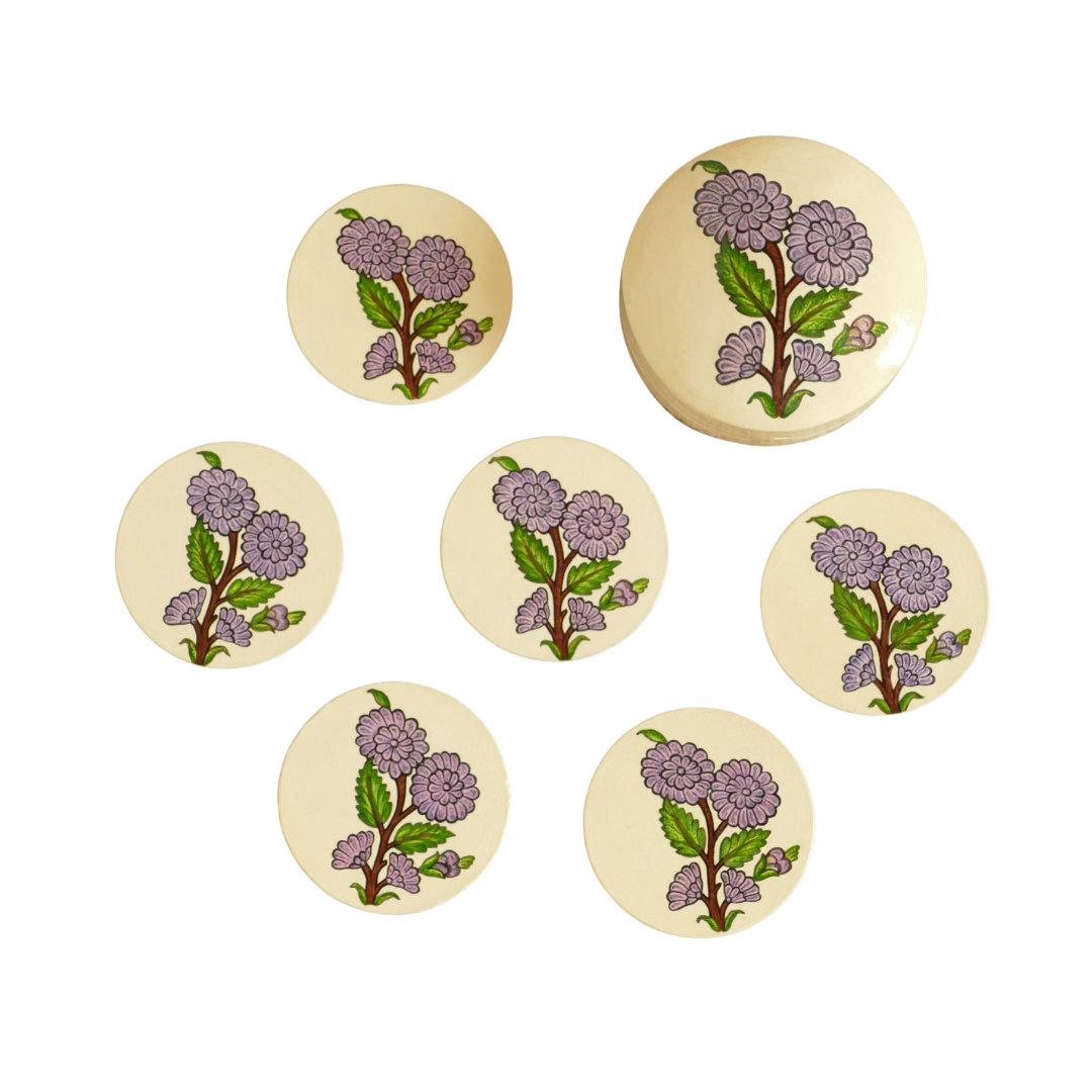 Paper Mache Coaster Set — Purple