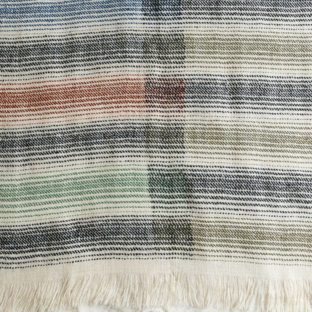Thick Pashmina Stole — Natural White Multicolor
