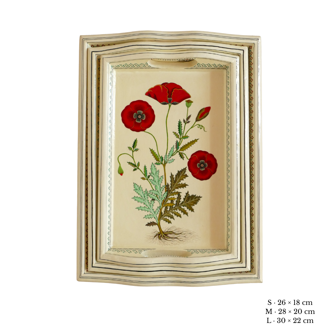 Paper Mache Tray — Red, Medium