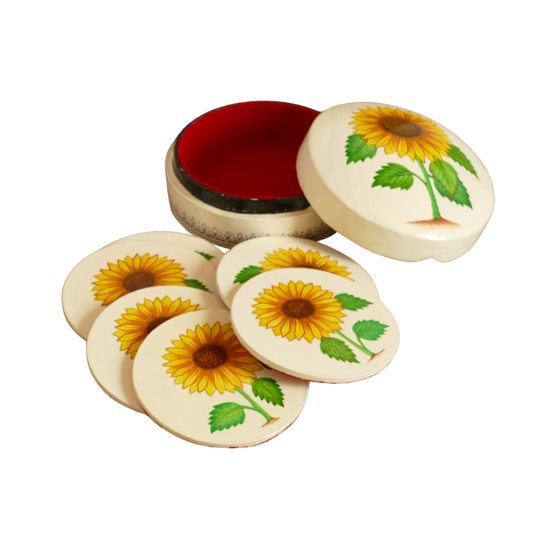 Paper Mache Coaster Set — Yellow