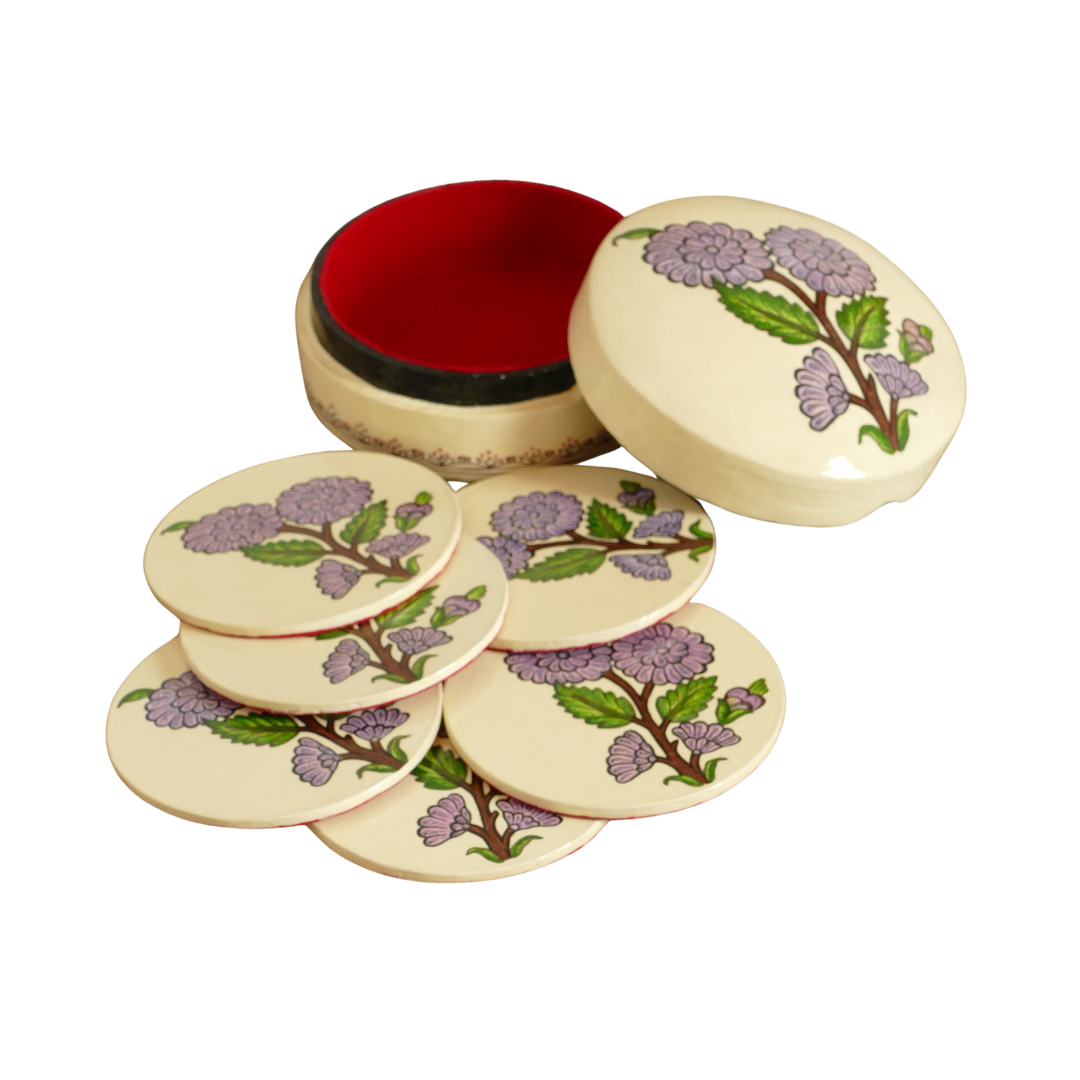 Paper Mache Coaster Set — Purple