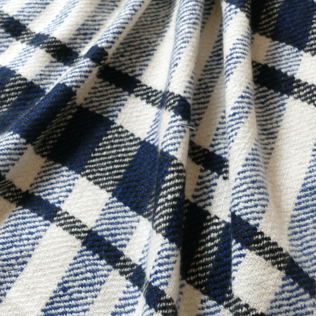 Thick Pashmina Stole — Blue Check