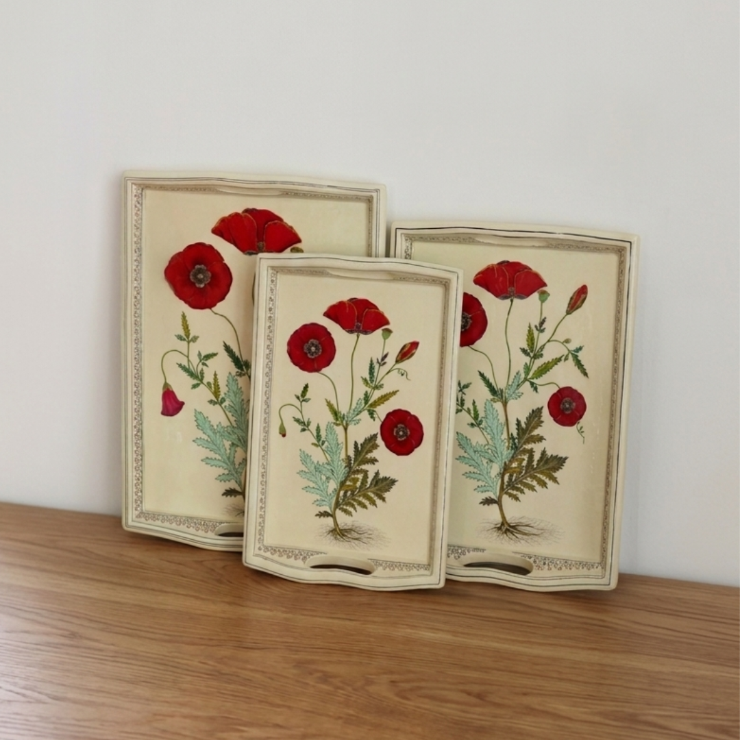 Paper Mache Tray — Red, Medium