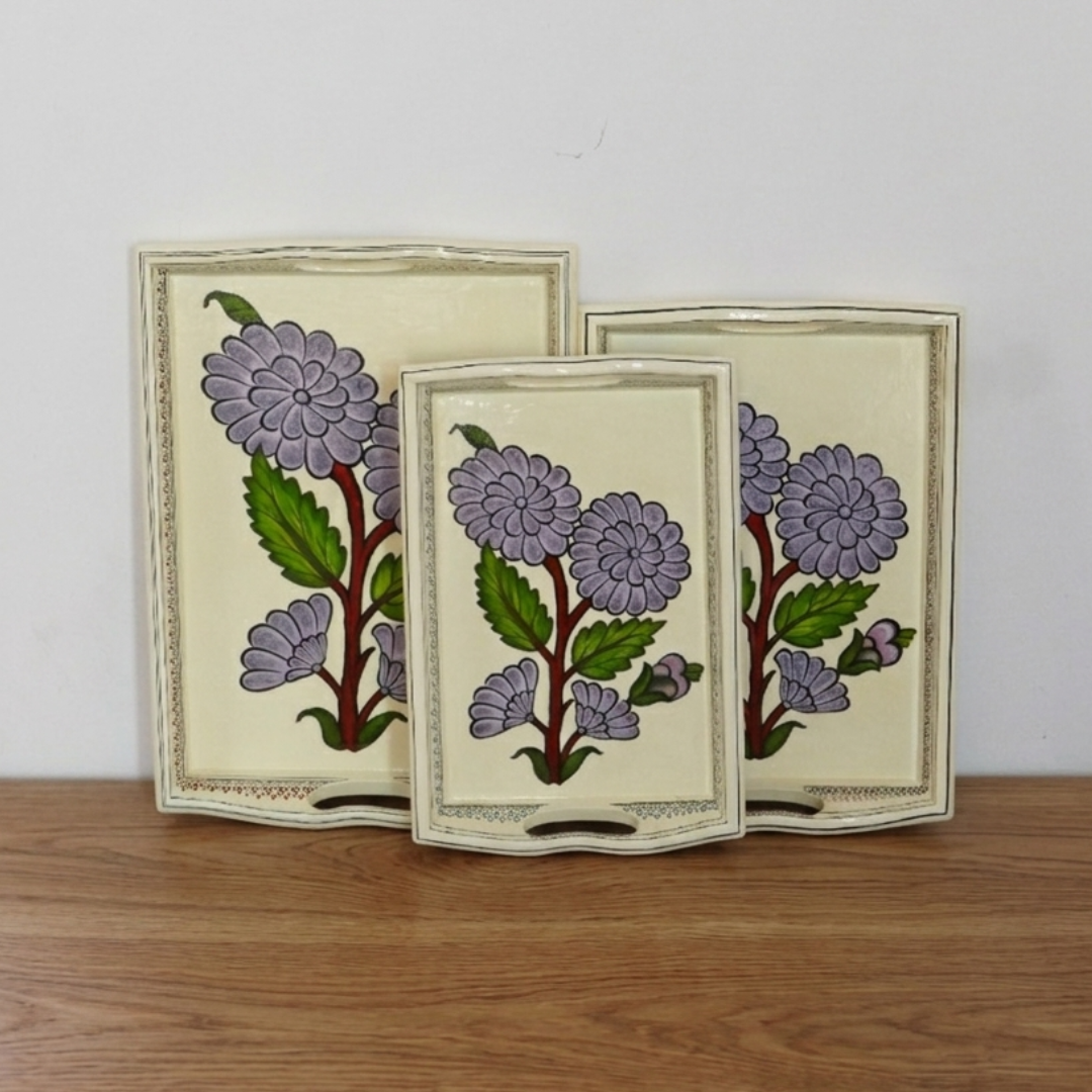 Paper Mache Tray — Purple, Medium